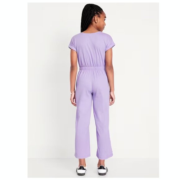 Girls Short Sleeve Tie-Knot Jumpsuit Romper in Purple Lavender Old Navy - Picture 3 of 4
